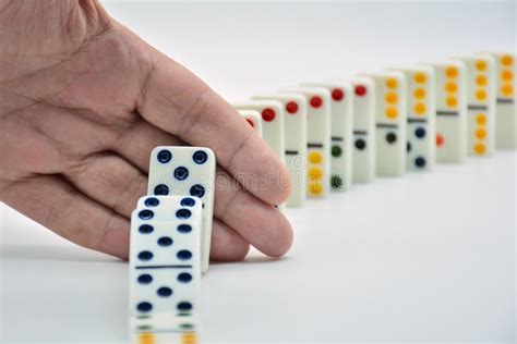 Colored Dominoes Lined Up Domino Effect Stock Image Image Of Colores