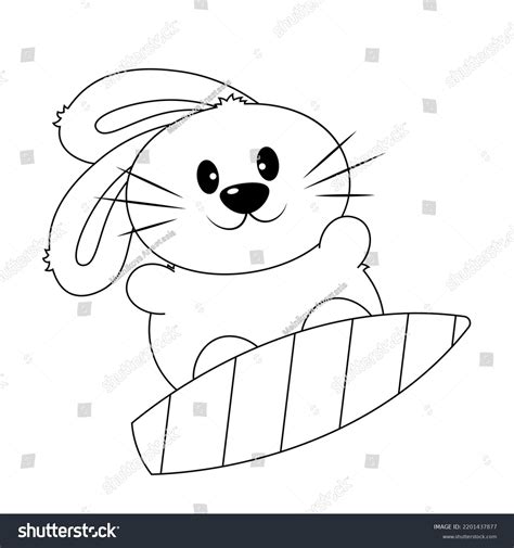 Cute Rabbit On Surfboard Draw Illustration Stock Vector Royalty Free