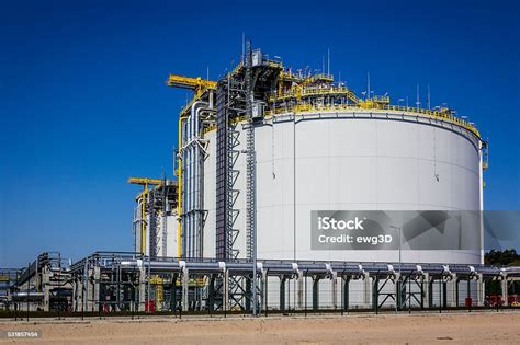 liquid natural gas storage tanks stock photo  image