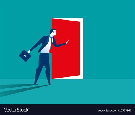 Businessman opening door Royalty Free Vector Image