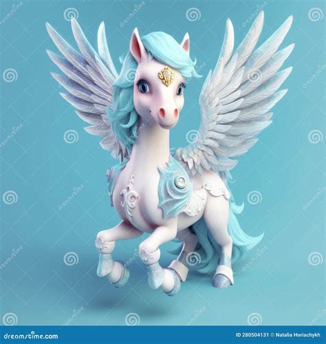 Magic Fairy Tale Character Pegasus 3d Illustration Toy Pegasus 3d