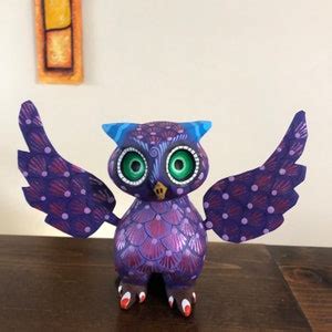 Hand Carved Wood Alebrije Owl By Michelle Fuentes Etsy