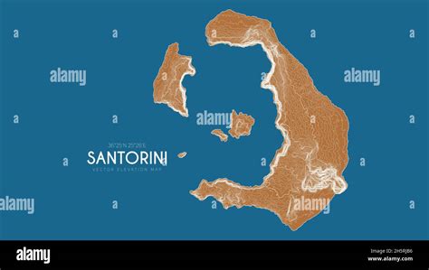 Topographic Map Of Santorini Greece Vector Detailed Elevation Map Of