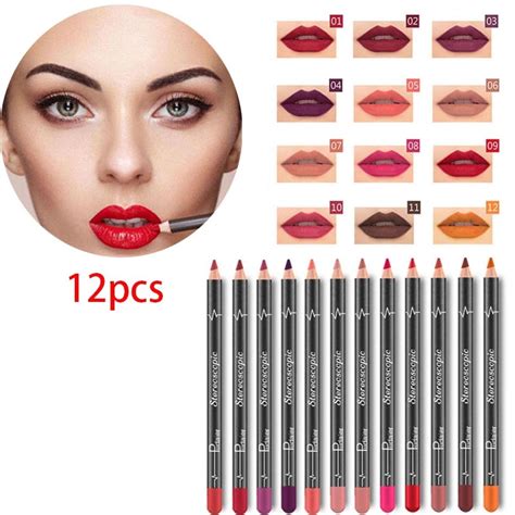 12 Pcs 1set Sexy Matte Lip Stick Lipliner Lip Liner Pencil Matt Nude Lipsliner Pen Set Beauty