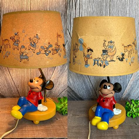 Vintage Mickey Mouse Lamp Walt Disney Productions Nursery Decor Vintage