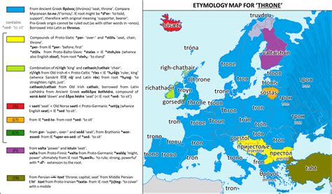 Etymology map for 'Throne' : r/etymologymaps