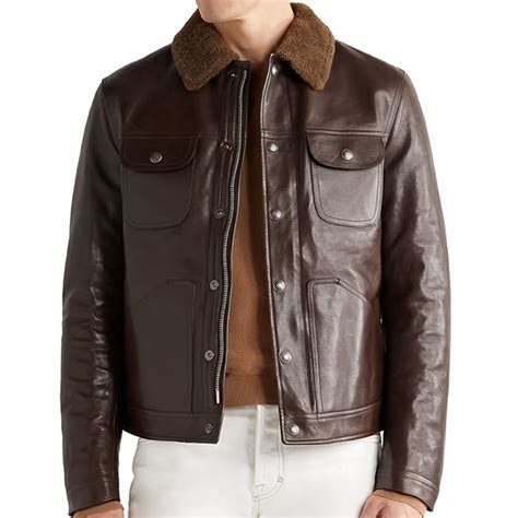 Shearling Trimmed Leather Jacket