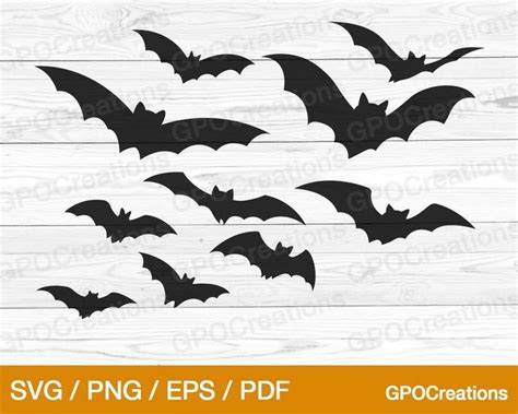 Halloween Bats Svg Spooky Bats Svg Bats Clipart Bats Png Etsy Bat