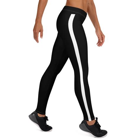 Black Leggings With One White Stripe A Girl Exercising