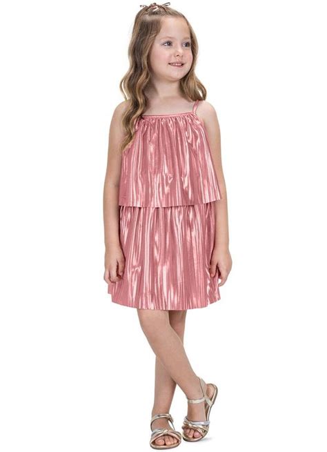 Vestido Infantil Babado Plissado Rosa Trick Nick