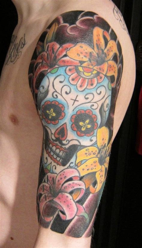 Sugar Skull Tattoo Sleeve For Men