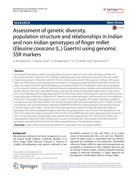 Pdf Assessment Of Genetic Diversity Population Structure And