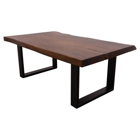 Hand Crafted Solid Acacia Live Edge Coffee Table With Metal Legs For Sale At 1stdibs