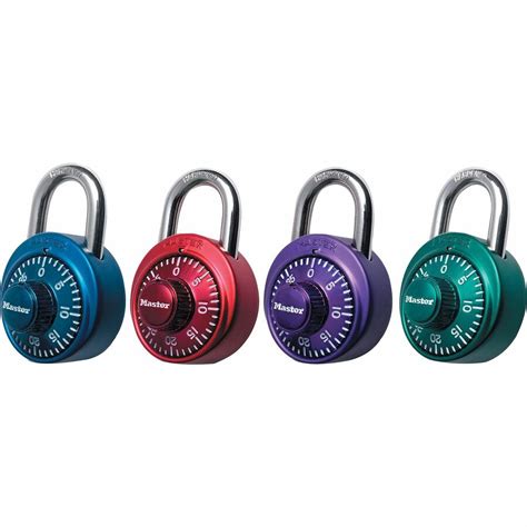 Master Lock Assorted Numeric Combination Locks - 3 Digit - Master Keyed - 0.82" Shackle Diameter ...