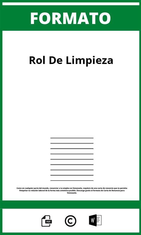 Formato De Rol De Limpieza