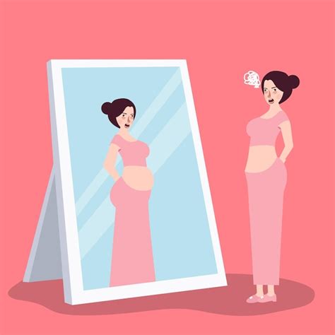 Premium Vector Girl Feeling Fat Overweight When Looking At Mirror