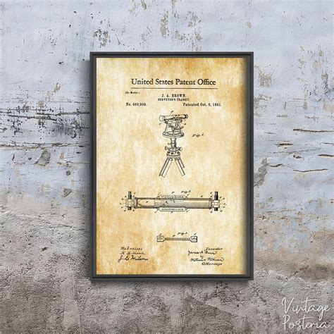 Surveyor'S Transit Brown United States Patent Vintage Wall Decoration ...