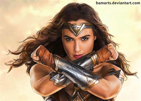 Wonder Woman Gal Gadot W Inks Detail By Bamarts On Deviantart