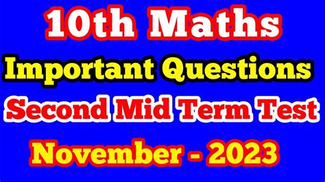 10th Maths Second Mid Term Test Important Questions November 2023 Class 10 Maths Important Sums