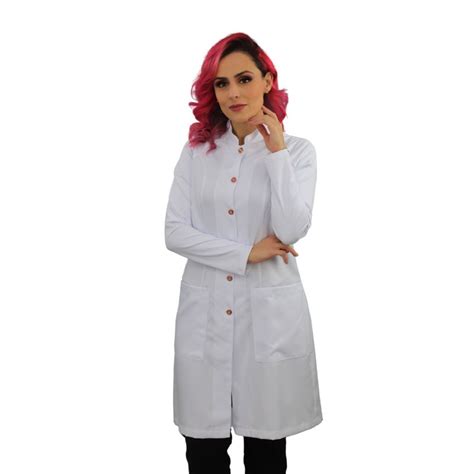 Jaleco Feminino Gabardine BRANCO Gola Padre Manga Raglan Em Dry Fit COD 204