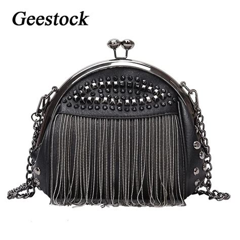 Bolsa Crossbody Estilo Pecu Ria Punk Para Mulheres Correntes De Borla