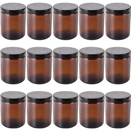 Amazon 12 Pack 8 OZ Thick Amber Round Glass Jars With 12 Metal