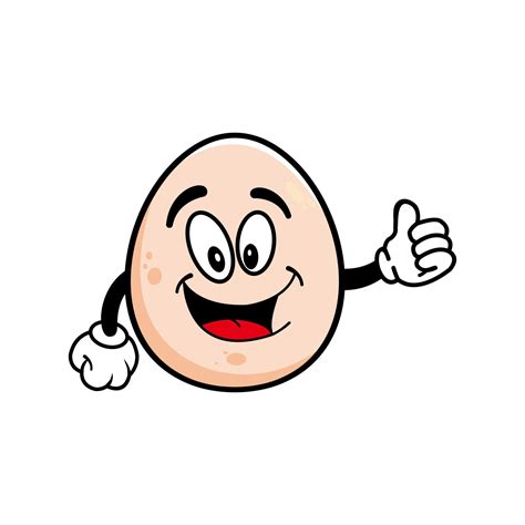 Smiling Egg Mascot Cartoon Character Vector Illustration Isolated On