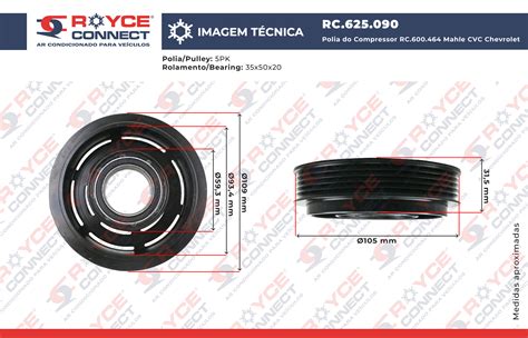 Polia Do Compressor RC 600 464 Mahle CVC Chevrolet Agile 2009 Montana