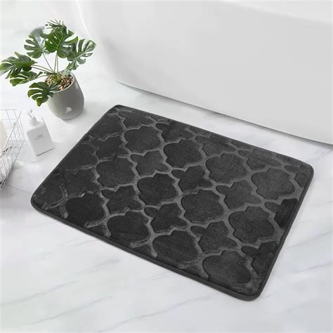 Yeahshion Tapis De Bain Gris Fonc En Mousse M Moire X Cm Tapis