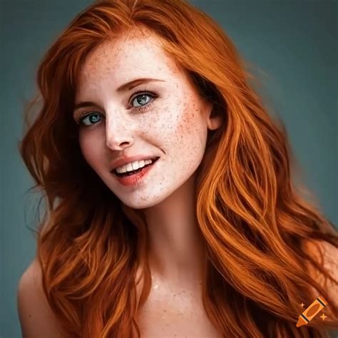 Close Up Portrait Of A Young Woman With Freckles And Auburn Hair On Craiyon