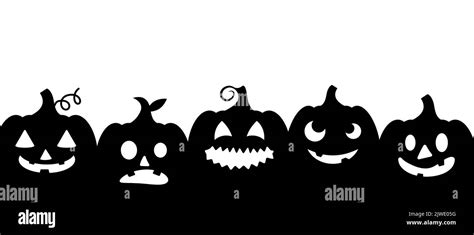 Halloween Pumpkins Banner Black Pumpkins Silhouette Vector