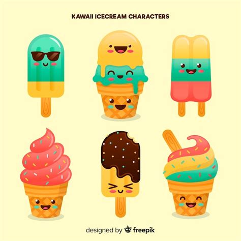 Free Vector Kawaii Summer Ice Cream Collection