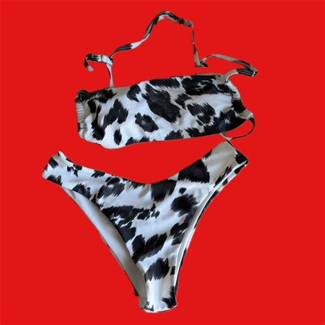 Cow Print Bikini Set Brand Size Xs S Depop