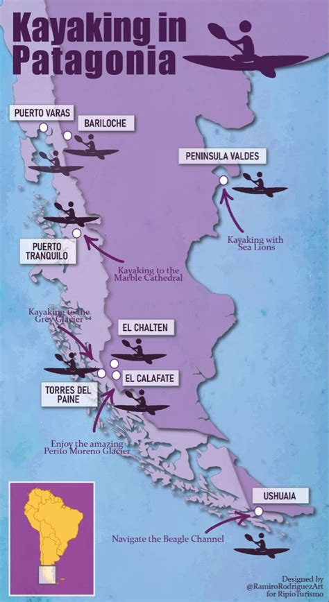 A Map Showing The Locations Of Many Different Destinations In Patagonia