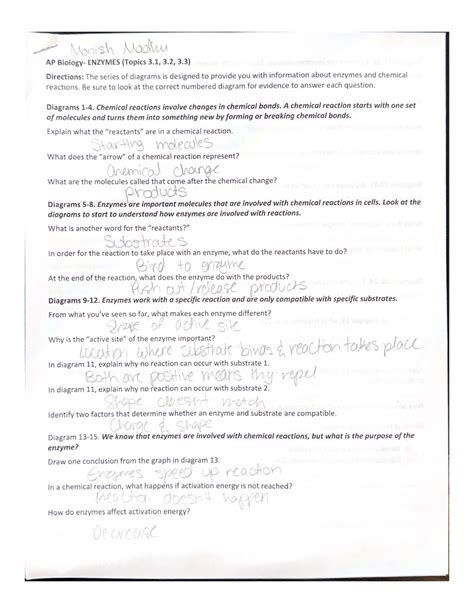 Enzyme inquiry - Notes of AP Biology chapter 8 - Studocu