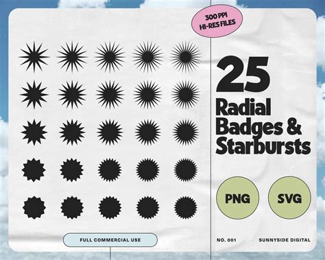 Radial Badges Starbursts Vector Shape Bundle Basic Shapes Svg