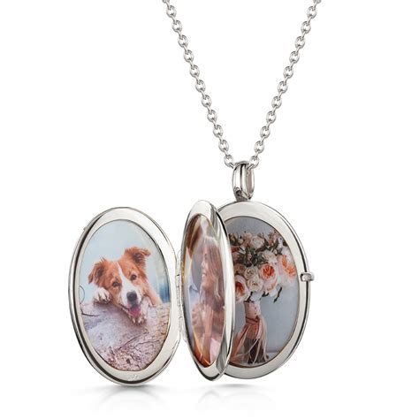 4 Photo Personalised Oval Locket For Her Engravers Guild