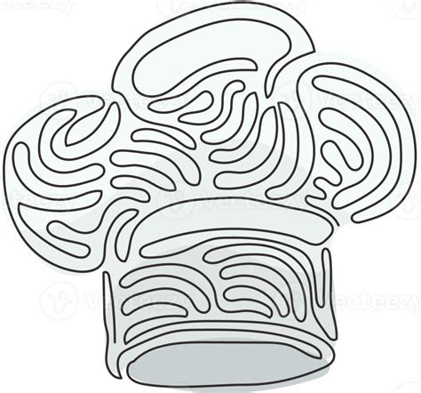 Continuous One Line Drawing Cook Chef Hat Or Cap In Sketch Cartoon