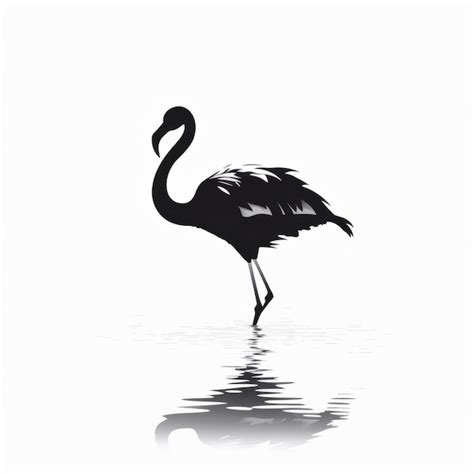 Uma Imagem Preto E Branco Da Silhueta De Um Flamingo Foto Premium