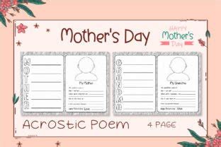 Mother S Day Acrostic Poem Worksheet Graphic By MA DA Creative Fabrica