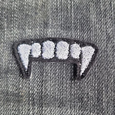 Vampire Fang Patch Etsy Punk Patches Embroidery Inspiration Patches