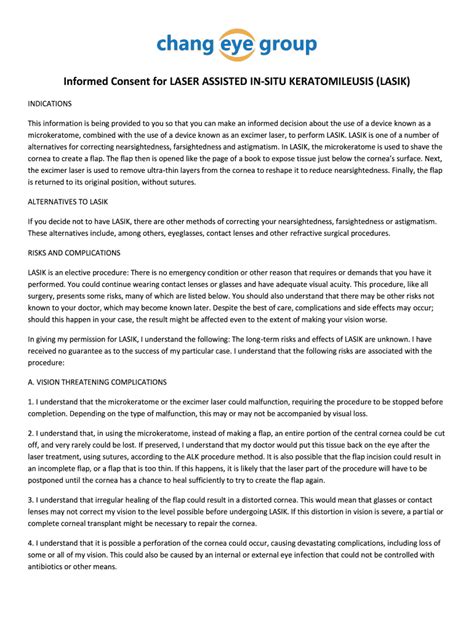 Fillable Online Informed Consent For Laser Assisted In Situ