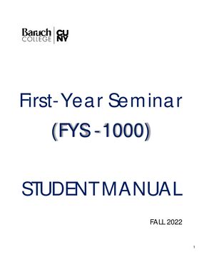 FYS CMD Syllabus Fall 2023 FYS 1000 First Year Seminar Syllabus