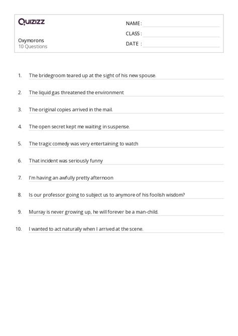 50+ Oxymoron worksheets for 8th Year on Quizizz | Free & Printable ...