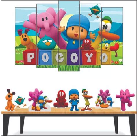 Kit Decoração Festa Pocoyo 5 Quadrinhos 8 Totens Mesa Parcelamento