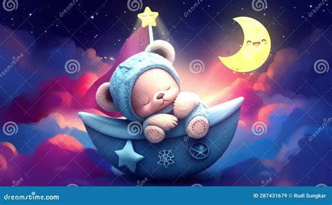 Cute Teddy Bear Fall Asleep Animation, Looped Video, Lullaby Video Stock Video - Video of ...