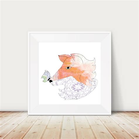 Red Fox Digital Art Printable Fox Poster , Minimalist Art Print for ...