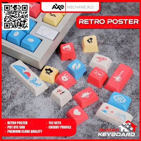 Keycap Keycaps Cherry Retro Poster Pbt Dye Sub Rumah Keyboard