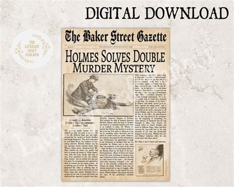 Sherlock Holmes Newspaper Vintage Style Victorian Wall Art Etsy