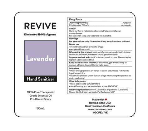 Lavender Hand Sanitizer Spray Revive Essential Oils